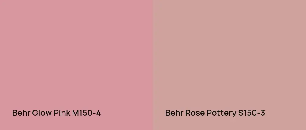 Behr Glow Pink M150-4 vs Behr Rose Pottery S150-3