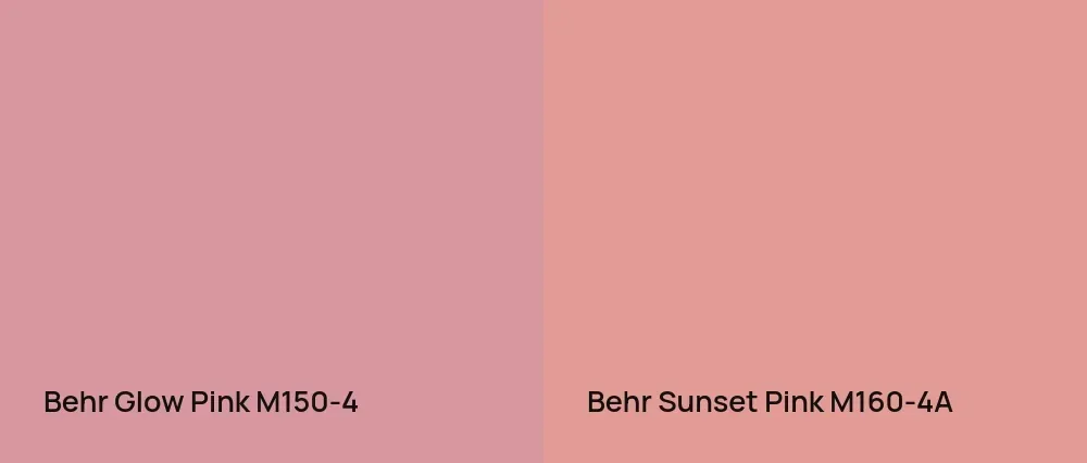 Behr Glow Pink M150-4 vs Behr Sunset Pink M160-4A