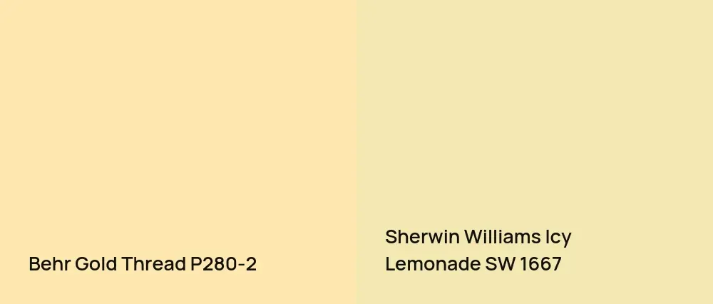Behr Gold Thread P280-2 vs Sherwin Williams Icy Lemonade SW 1667