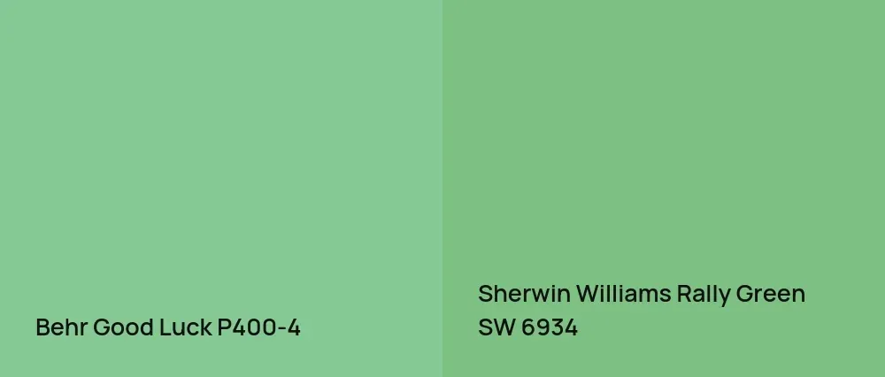 Behr Good Luck P400-4 vs Sherwin Williams Rally Green SW 6934