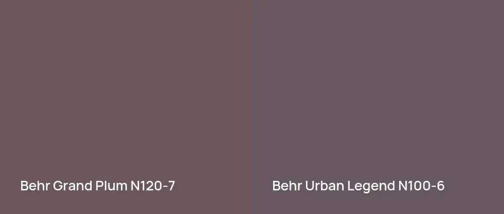 Behr Grand Plum N120-7 vs Behr Urban Legend N100-6