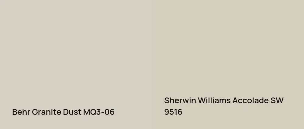 Behr Granite Dust MQ3-06 vs Sherwin Williams Accolade SW 9516