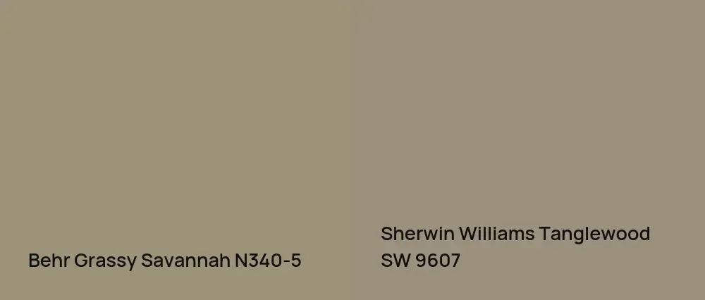 Behr Grassy Savannah N340-5 vs Sherwin Williams Tanglewood SW 9607