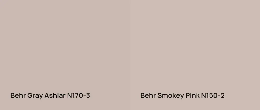 Behr Gray Ashlar N170-3 vs Behr Smokey Pink N150-2
