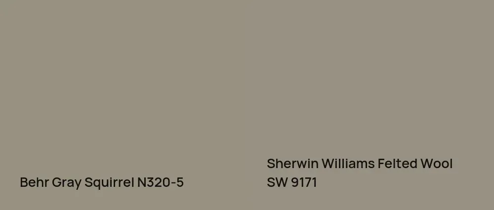 Behr Gray Squirrel N320-5 vs Sherwin Williams Felted Wool SW 9171