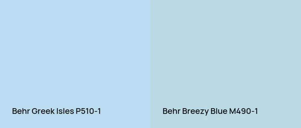 Behr Greek Isles P510-1 vs Behr Breezy Blue M490-1