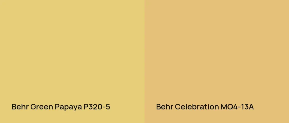 Behr Green Papaya P320-5 vs Behr Celebration MQ4-13A