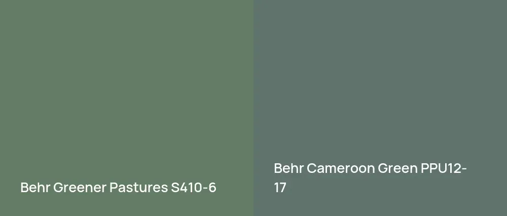 Behr Greener Pastures S410-6 vs Behr Cameroon Green PPU12-17