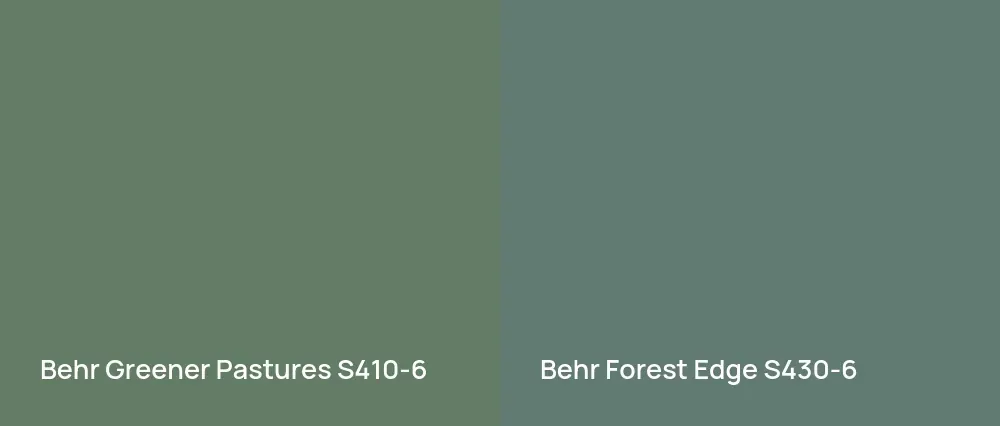 Behr Greener Pastures S410-6 vs Behr Forest Edge S430-6