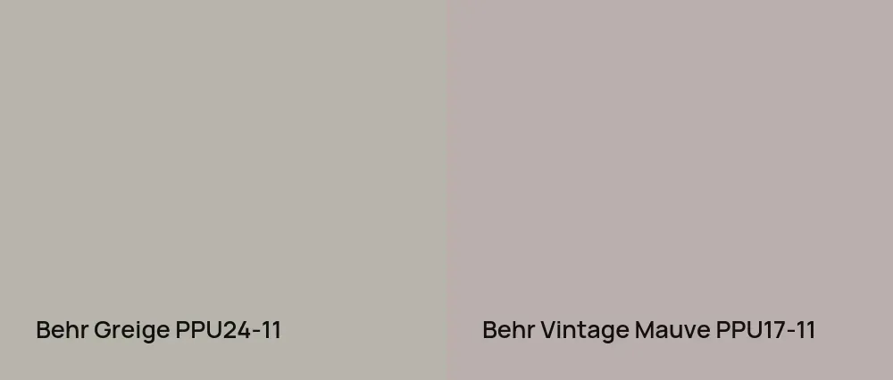Behr Greige PPU24-11 vs Behr Vintage Mauve PPU17-11