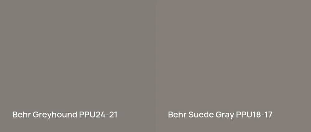 Behr Greyhound PPU24-21 vs Behr Suede Gray PPU18-17