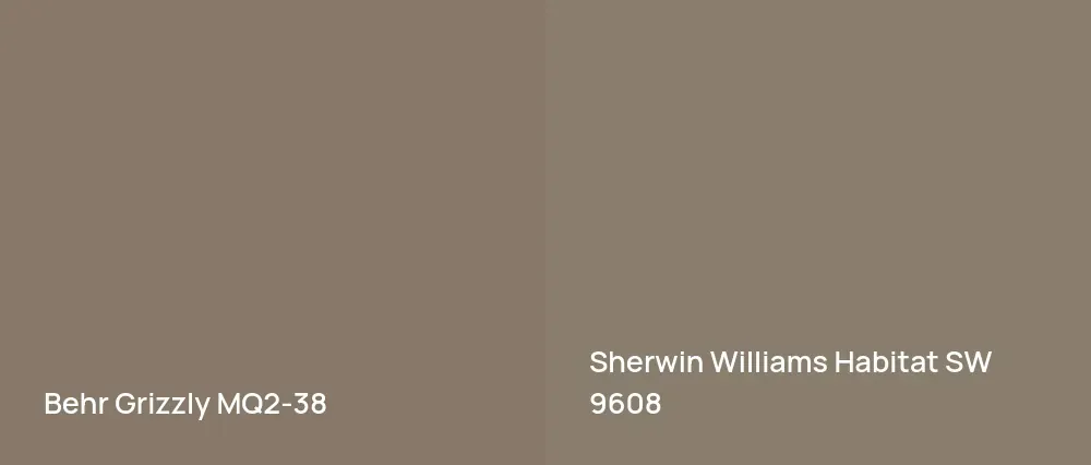 Behr Grizzly MQ2-38 vs Sherwin Williams Habitat SW 9608