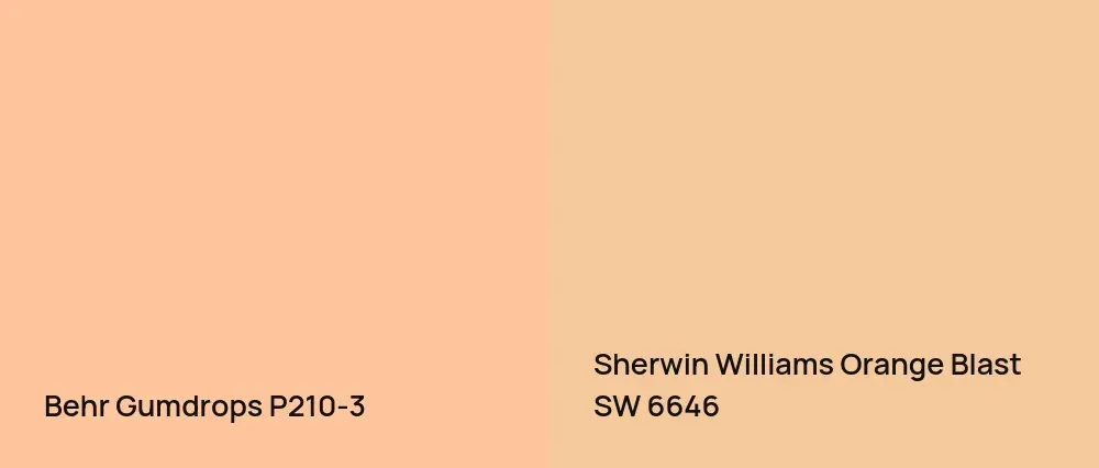 Behr Gumdrops P210-3 vs Sherwin Williams Orange Blast SW 6646