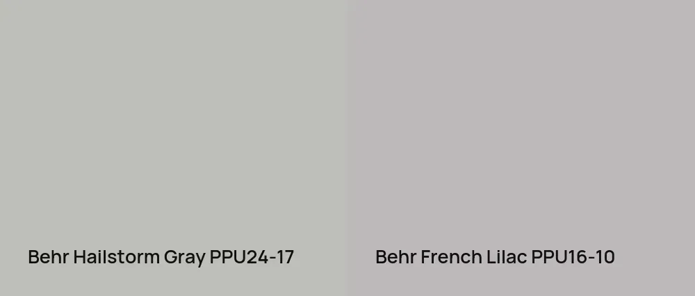 Behr Hailstorm Gray PPU24-17 vs Behr French Lilac PPU16-10