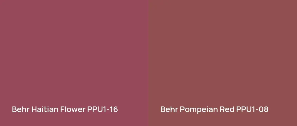 Behr Haitian Flower PPU1-16 vs Behr Pompeian Red PPU1-08