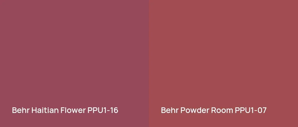 Behr Haitian Flower PPU1-16 vs Behr Powder Room PPU1-07