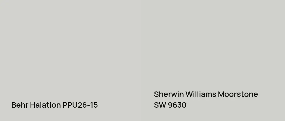 Behr Halation PPU26-15 vs Sherwin Williams Moorstone SW 9630