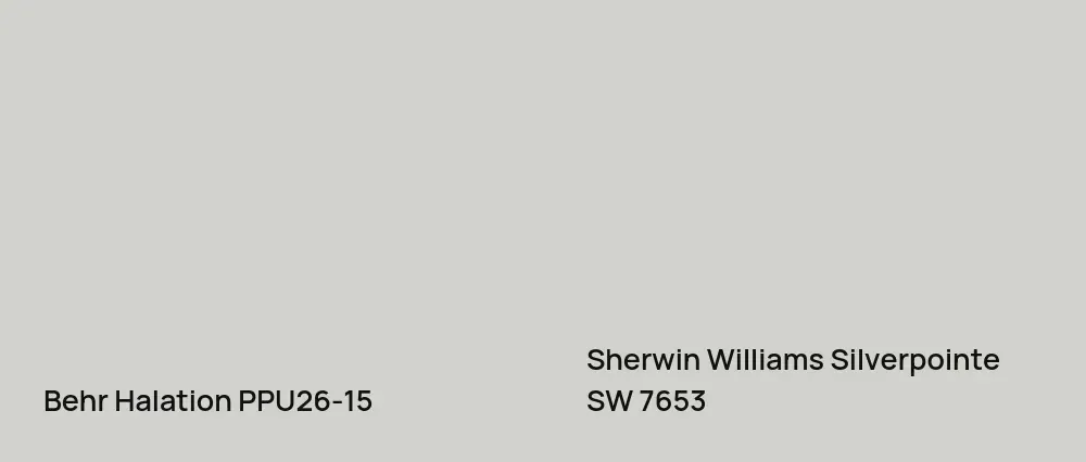 Behr Halation PPU26-15 vs Sherwin Williams Silverpointe SW 7653