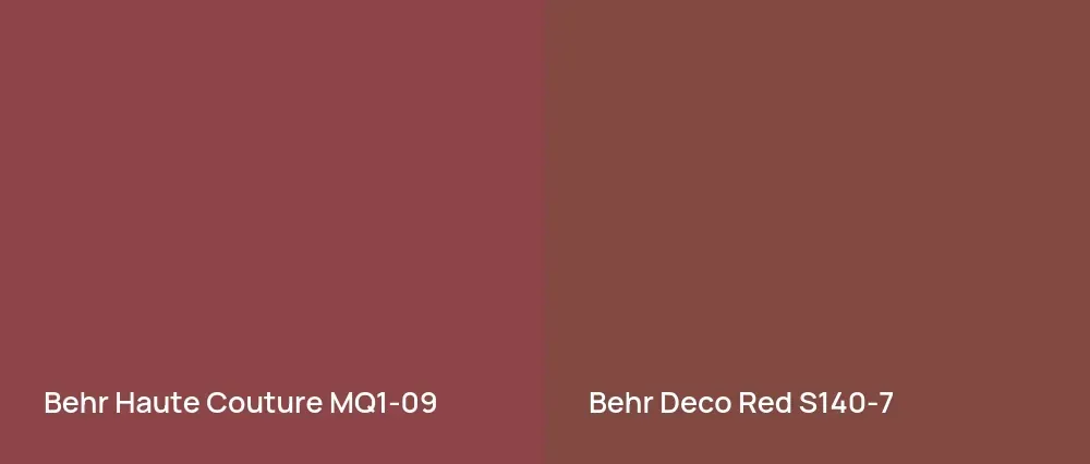 Behr Haute Couture MQ1-09 vs Behr Deco Red S140-7