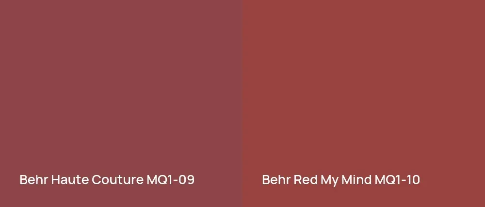 Behr Haute Couture MQ1-09 vs Behr Red My Mind MQ1-10