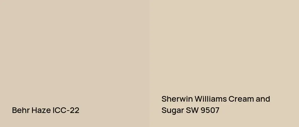 Behr Haze ICC-22 vs Sherwin Williams Cream and Sugar SW 9507
