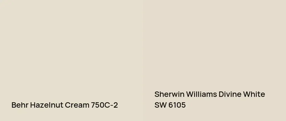 Behr Hazelnut Cream 750C-2 vs Sherwin Williams Divine White SW 6105