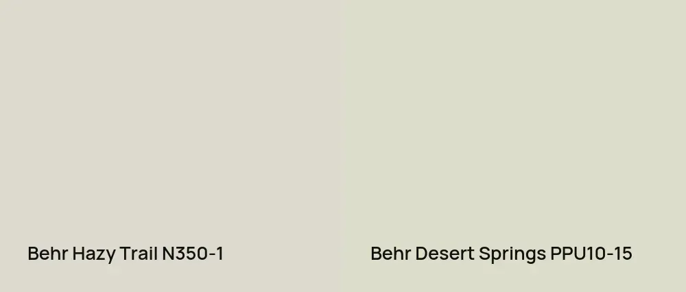 Behr Hazy Trail N350-1 vs Behr Desert Springs PPU10-15