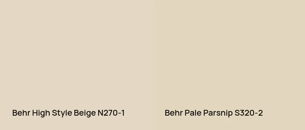 Behr High Style Beige N270-1 vs Behr Pale Parsnip S320-2