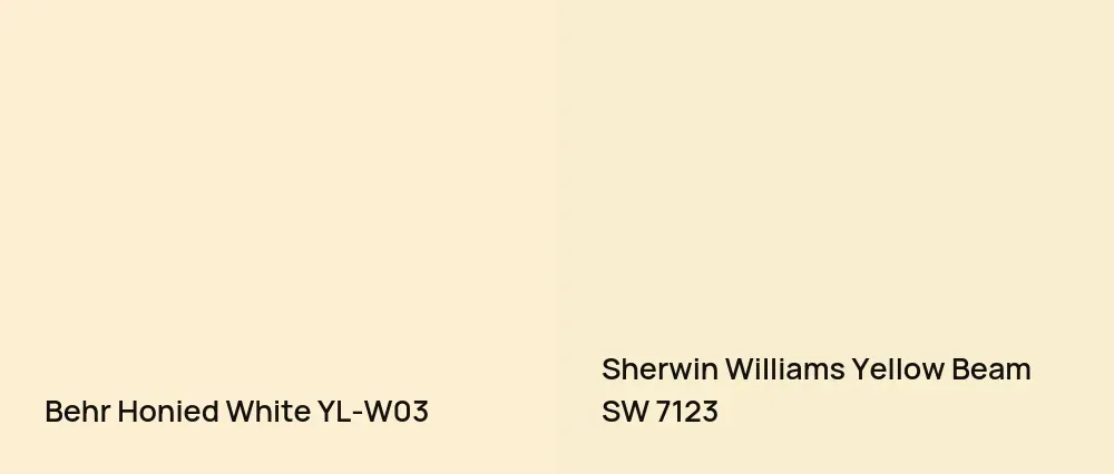 Behr Honied White YL-W03 vs Sherwin Williams Yellow Beam SW 7123