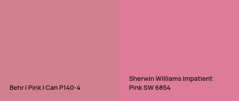 Behr I Pink I Can P140-4 vs Sherwin Williams Impatient Pink SW 6854