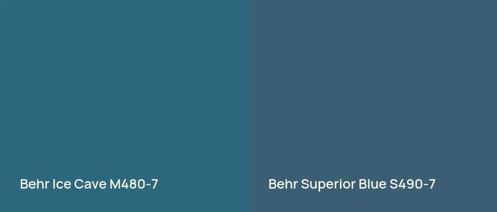 Behr Ice Cave M480-7 vs Behr Superior Blue S490-7