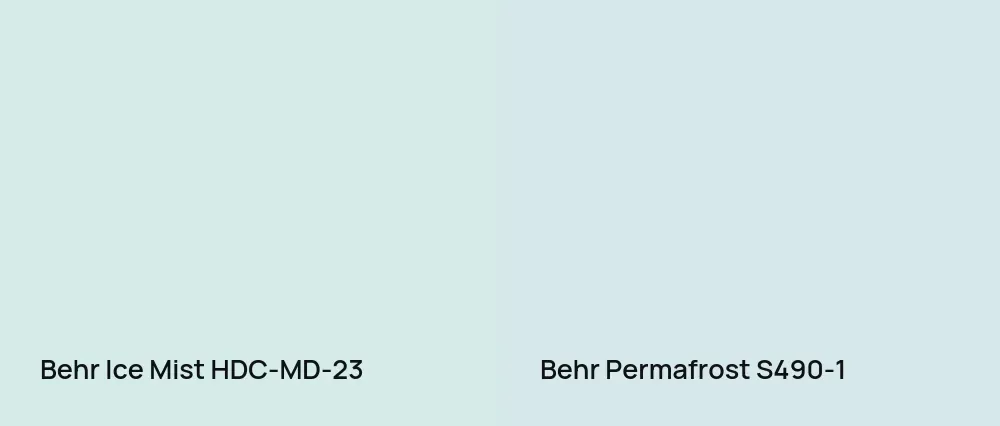 Behr Ice Mist HDC-MD-23 vs Behr Permafrost S490-1