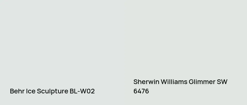 Behr Ice Sculpture BL-W02 vs Sherwin Williams Glimmer SW 6476