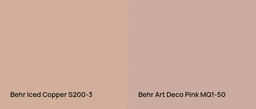 Behr Iced Copper S200-3 vs Behr Art Deco Pink MQ1-50
