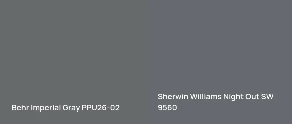 Behr Imperial Gray PPU26-02 vs Sherwin Williams Night Out SW 9560