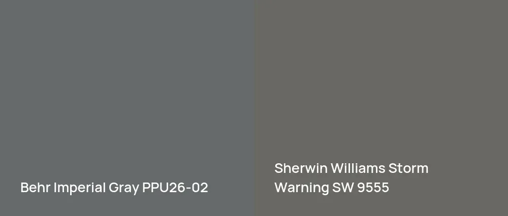 Behr Imperial Gray PPU26-02 vs Sherwin Williams Storm Warning SW 9555