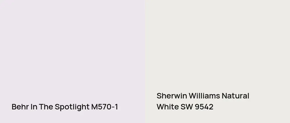 Behr In The Spotlight M570-1 vs Sherwin Williams Natural White SW 9542
