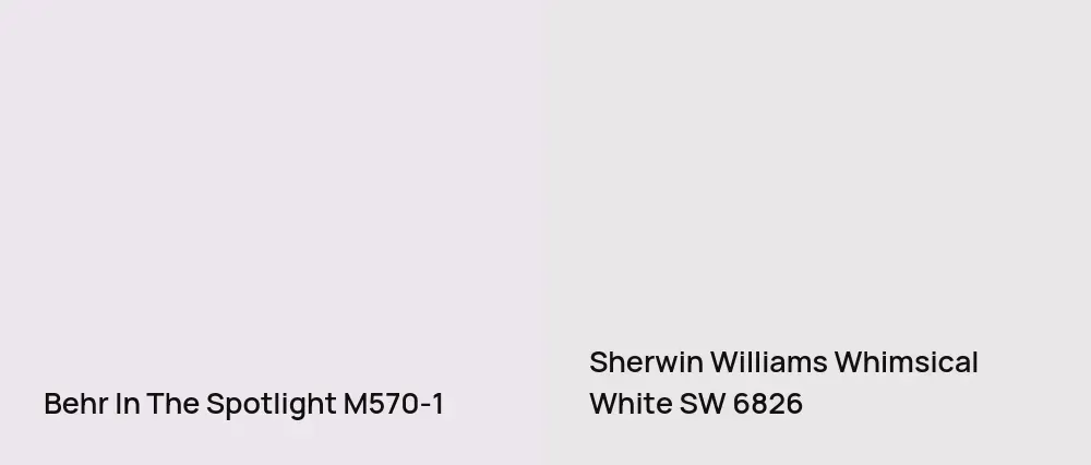 Behr In The Spotlight M570-1 vs Sherwin Williams Whimsical White SW 6826