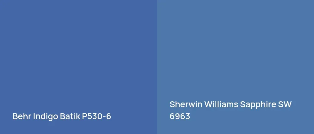 Behr Indigo Batik P530-6 vs Sherwin Williams Sapphire SW 6963