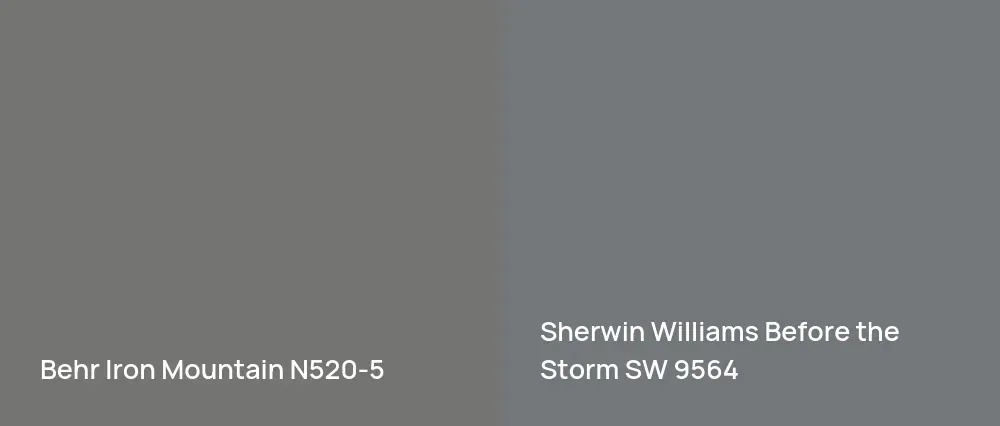 Behr Iron Mountain N520-5 vs Sherwin Williams Before the Storm SW 9564