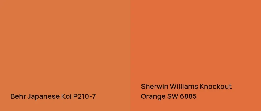 Behr Japanese Koi P210-7 vs Sherwin Williams Knockout Orange SW 6885
