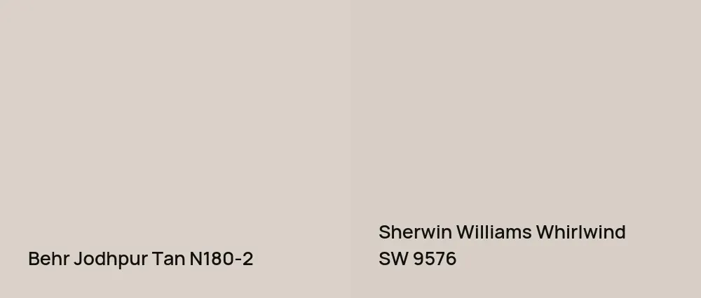 Behr Jodhpur Tan N180-2 vs Sherwin Williams Whirlwind SW 9576
