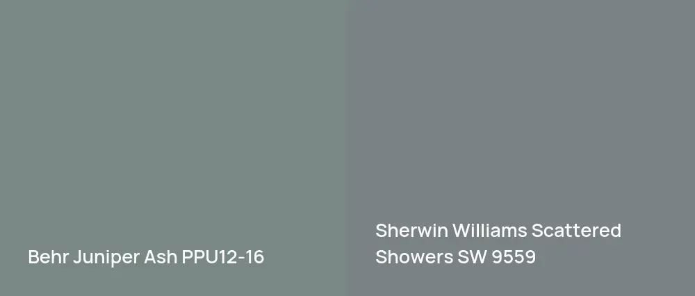 Behr Juniper Ash PPU12-16 vs Sherwin Williams Scattered Showers SW 9559