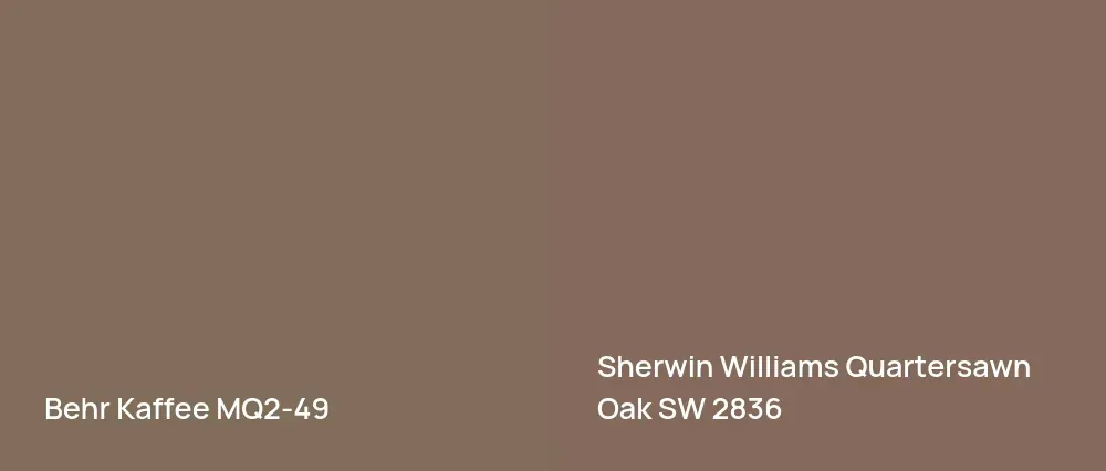 Behr Kaffee MQ2-49 vs Sherwin Williams Quartersawn Oak SW 2836