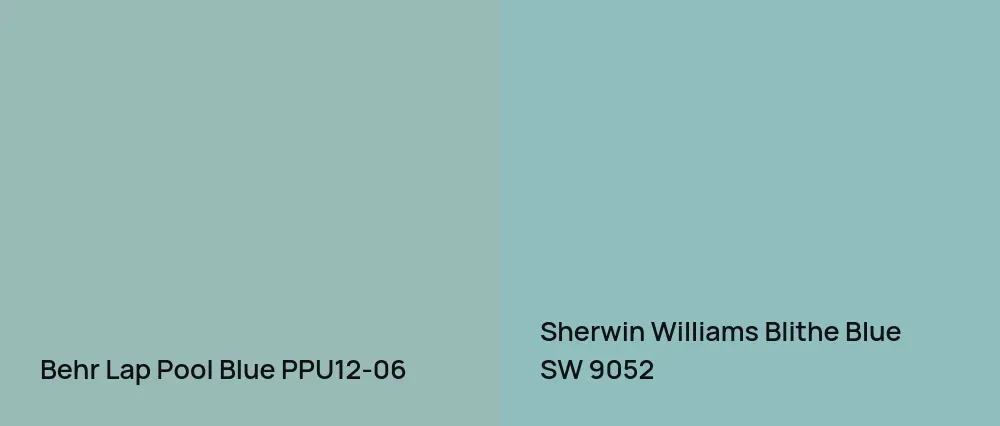 Behr Lap Pool Blue PPU12-06 vs Sherwin Williams Blithe Blue SW 9052