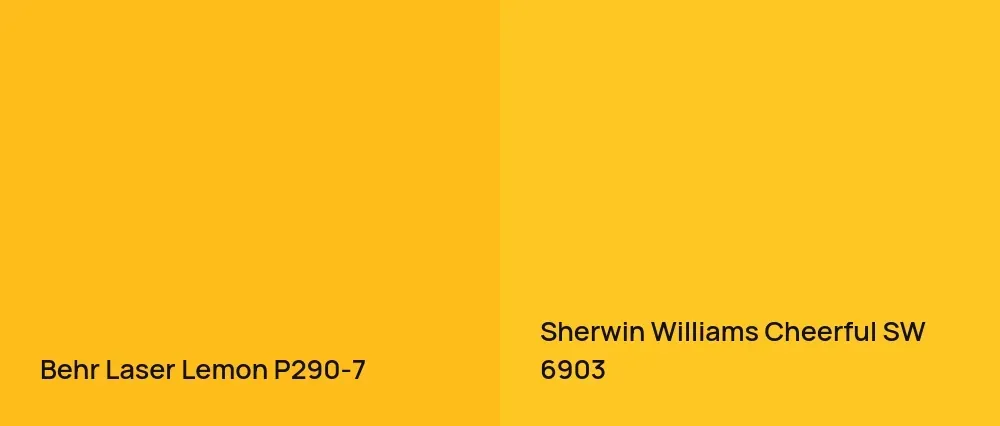 Behr Laser Lemon P290-7 vs Sherwin Williams Cheerful SW 6903