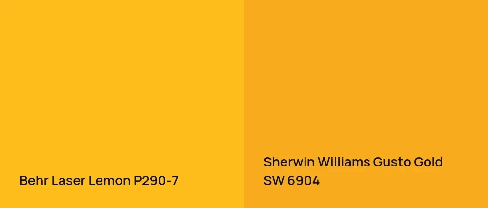 Behr Laser Lemon P290-7 vs Sherwin Williams Gusto Gold SW 6904