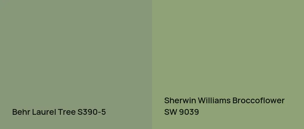 Behr Laurel Tree S390-5 vs Sherwin Williams Broccoflower SW 9039
