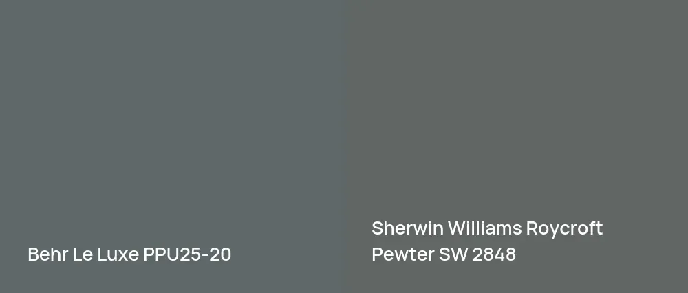 Behr Le Luxe PPU25-20 vs Sherwin Williams Roycroft Pewter SW 2848