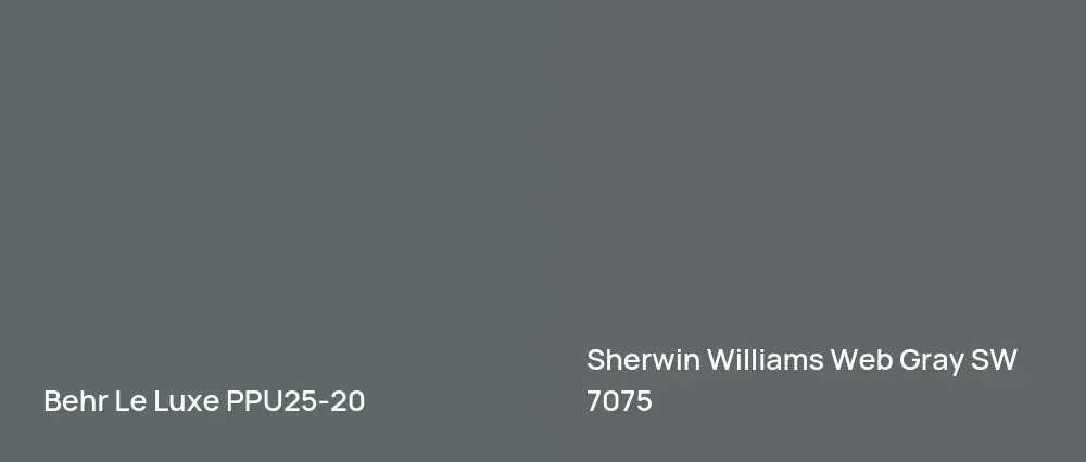 Behr Le Luxe PPU25-20 vs Sherwin Williams Web Gray SW 7075